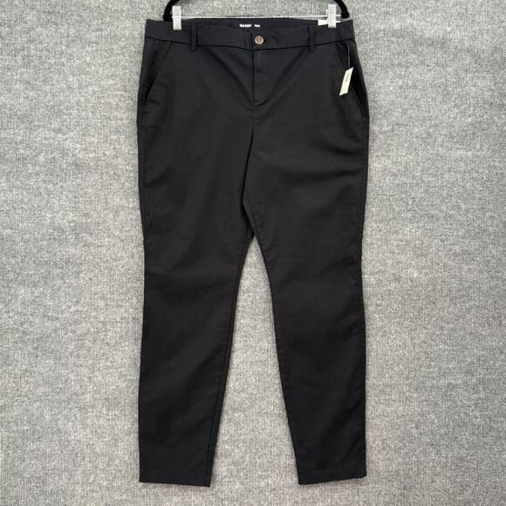Old Navy Womens Skinny Pants Trousers Size 14 Black Mid Rise Uniform Staple NWT